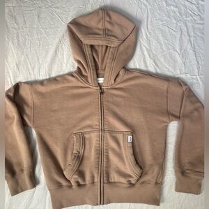 Cropped brown zip up hoodie